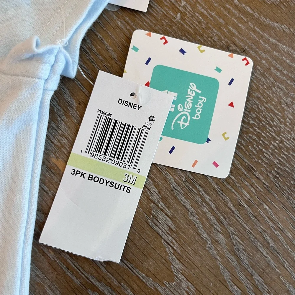 Disney Baby Pink and White Onesies 3 Pack